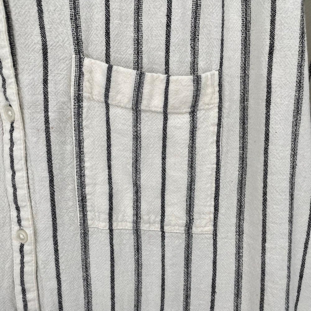 Womens XXL Linen Shirt Dress Neutral Minimalist Stripe Button Front Collared 2XL - Picture 6 of 7